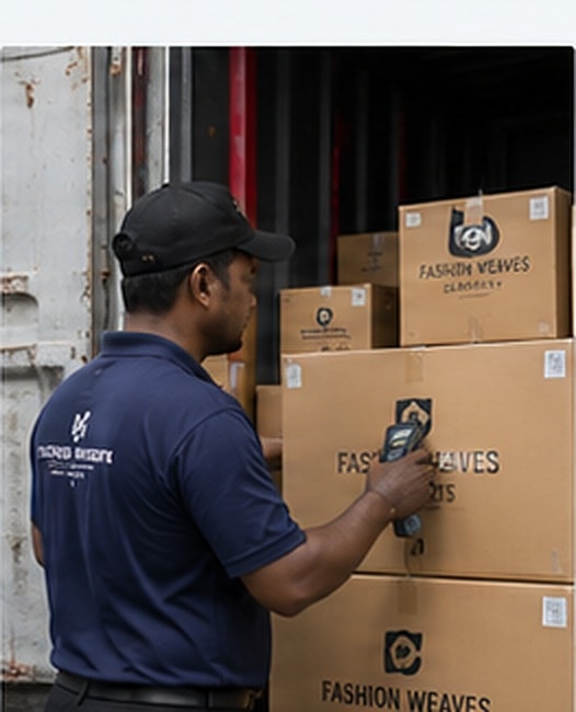 Warehouse worker preparing cartons for dispatch
