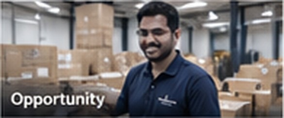 Warehouse staff member preparing apparel cartons